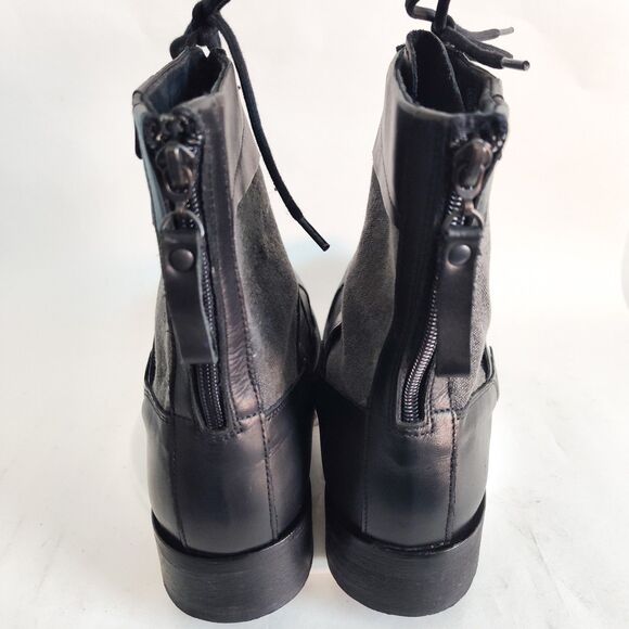 Aldo Combat Boots Mens 11 / 44 Leather Textile Black Gray Lace-Up Portugal - Picture 3 of 14